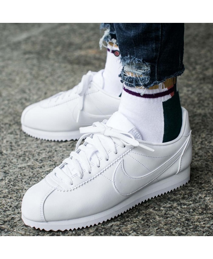 mens nike cortez all white