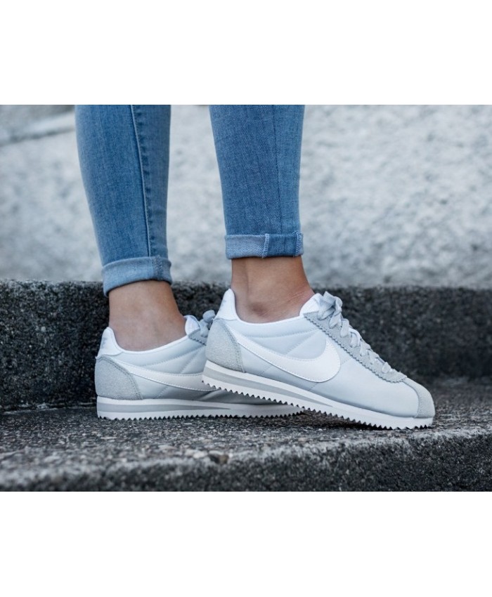 nike cortez nylon femme argent