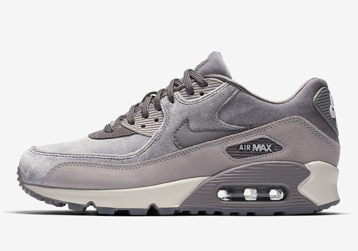 Femme Nike Air Max 90 Deluxe Seude Gris Femme Nike Air Max 90 Deluxe Seude Gris